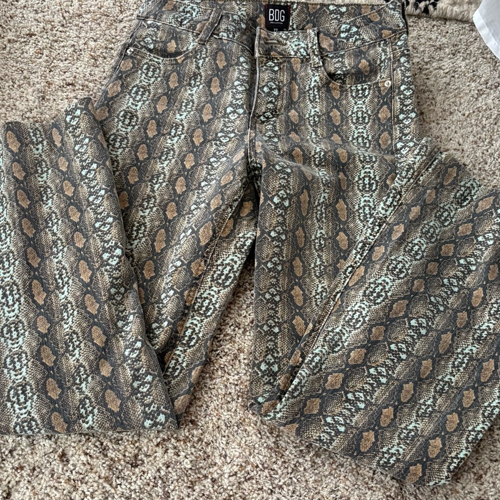BDG Snake Print flare Cut Pants - Brown and Gray